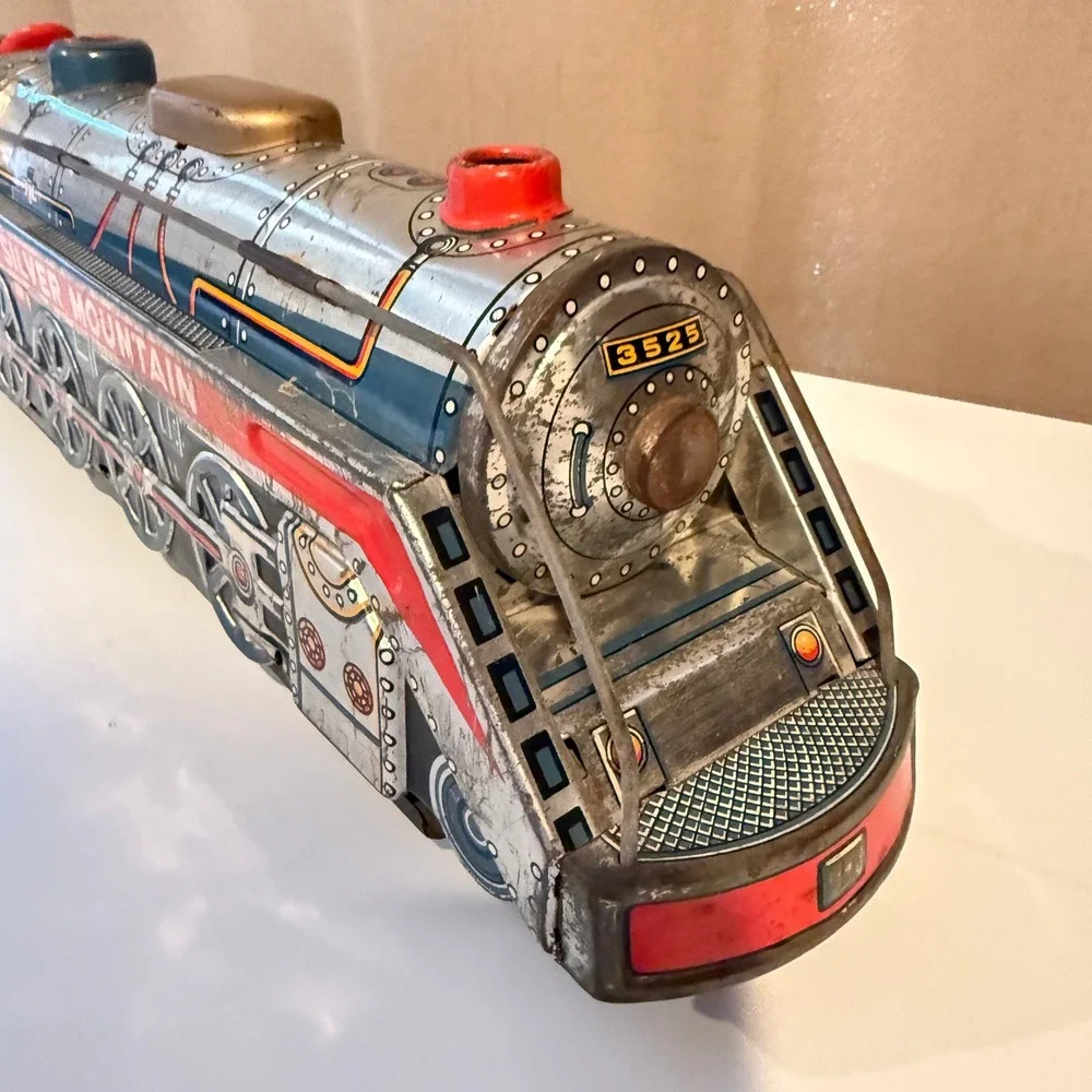 Vintage Silver Mountain 3525 Tin Litho Steam Locomotive Train Japan Toy
